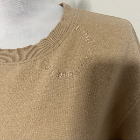 Nobody's Child Medium Camel “Be Kind" Circle Logo Crew Sweatshirt Organic Cotton - Picture 3 of 9